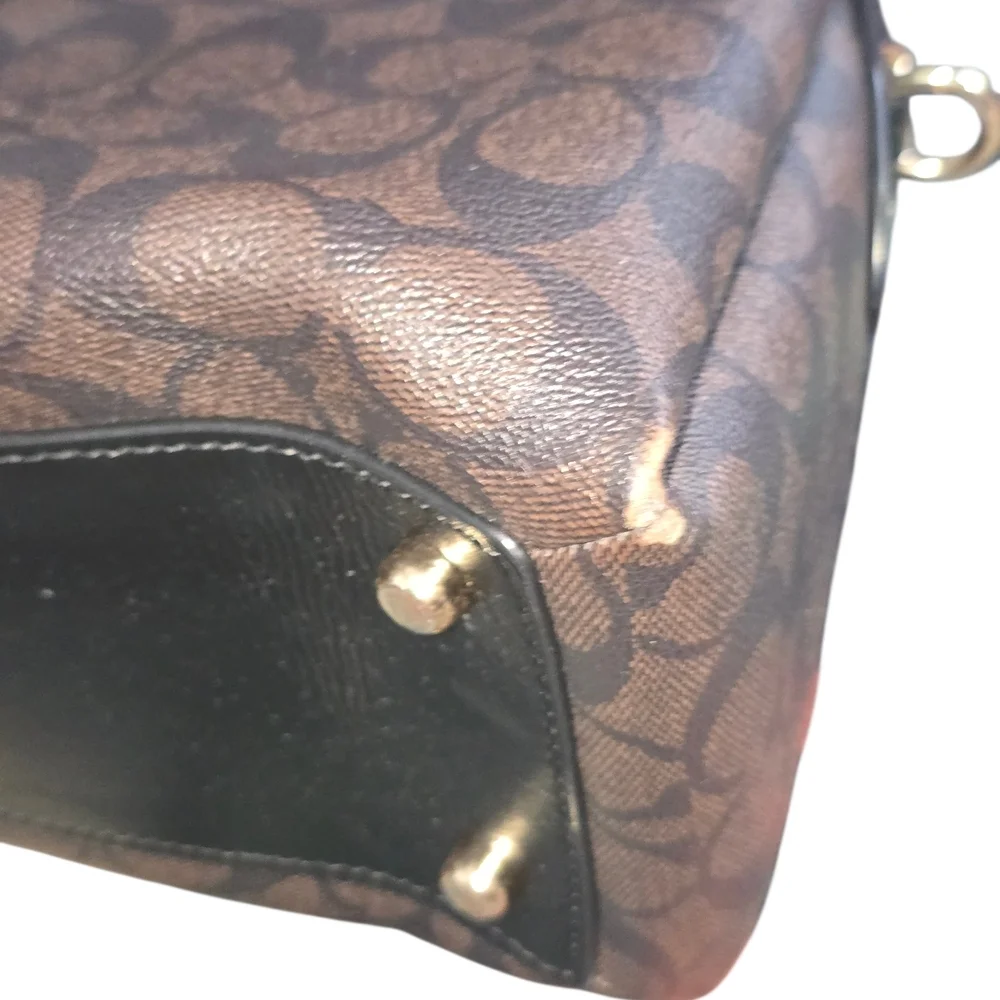 Coach Lillie Carryall Brown Signature Canvas Handbag Purse